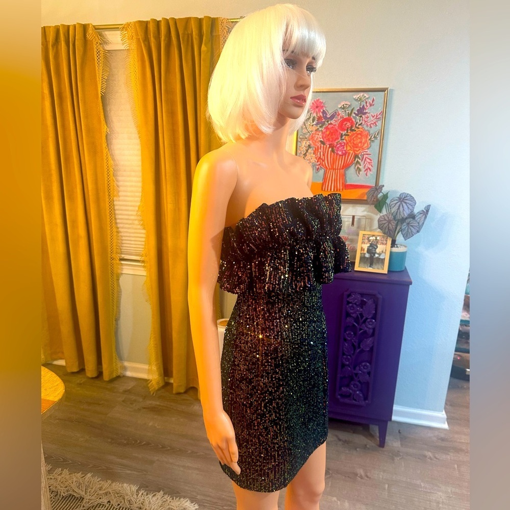 THIRTY/THIRTY LA Sequin Mini Dress Formal Sz M - Picture 8 of 16
